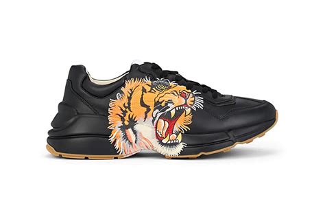 gucci black tiger sneakedr|gucci rhyton tiger print sneakers.